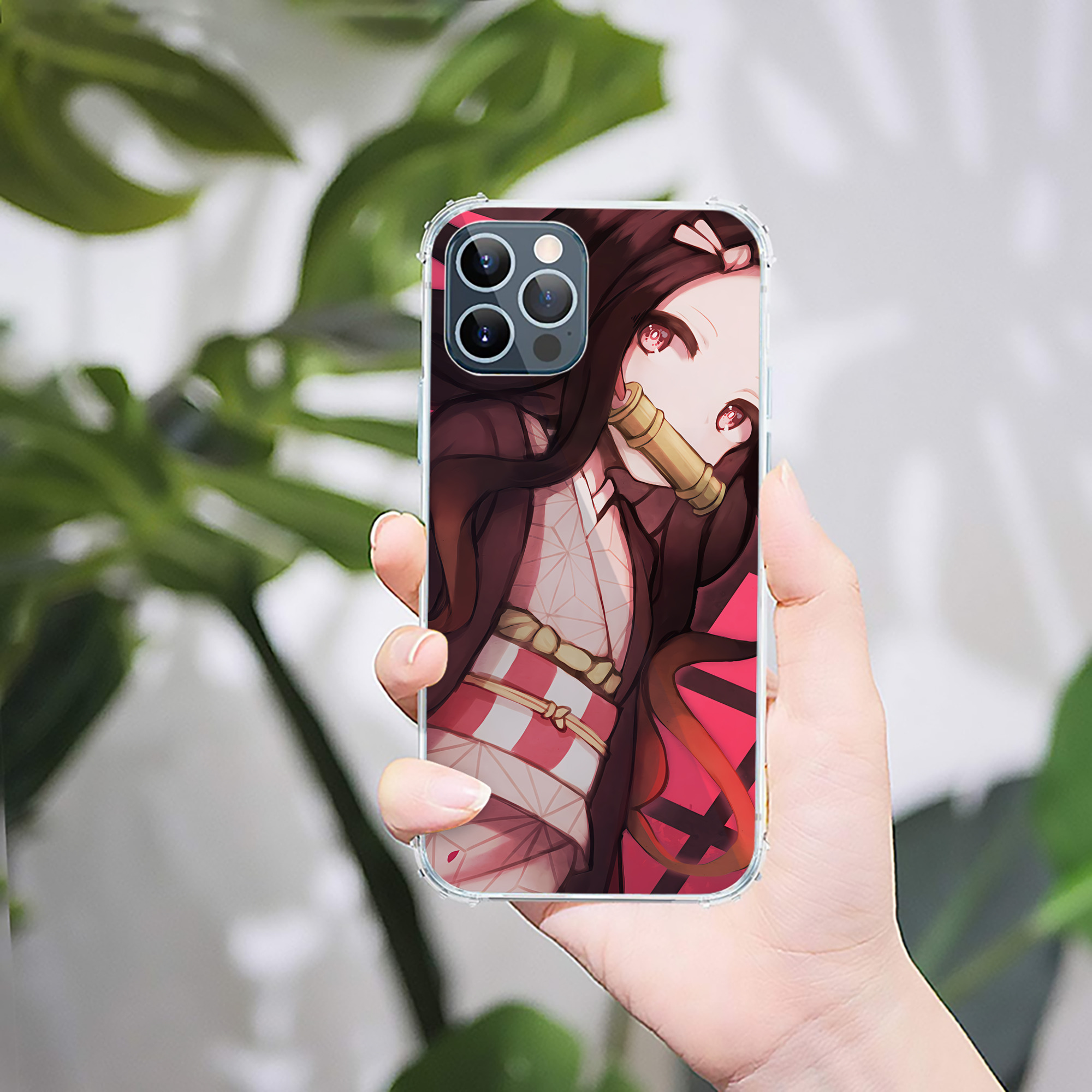 （画像用） 鬼滅の刃（きめつのやいば）竈門 禰󠄀豆子／かまど ねずこ Kamado Nezuko 【iPhone 12シリーズ対応】透明スマホケース（クリアソフトケース）